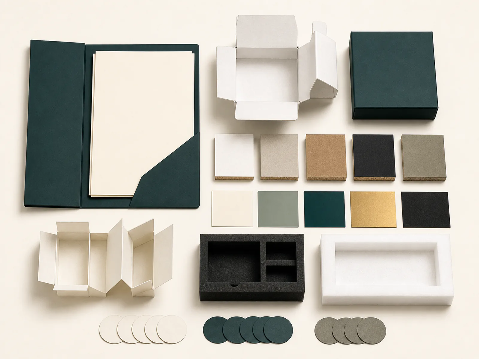 Illustrative B2B packaging procurement concept with specification pack and structural samples