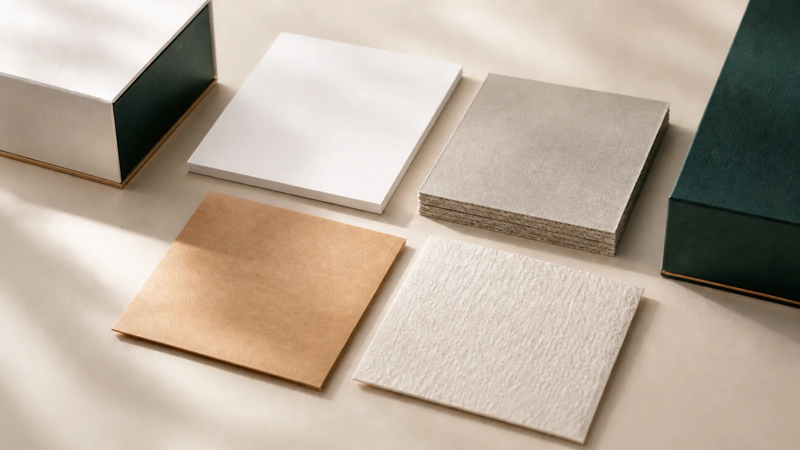 Organized library of coated uncoated kraft textured and rigid paperboard samples
